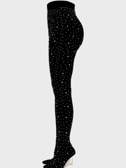 Rhinestone Stiletto Pointed Toe Pants Boots