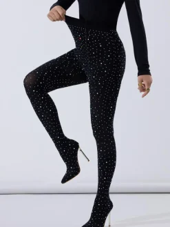 Rhinestone Stiletto Pointed Toe Pants Boots