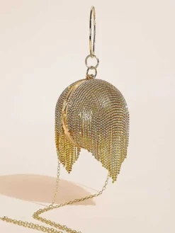 Rhinestone Tassel Clutch Handbag