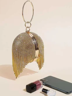 Rhinestone Tassel Clutch Handbag