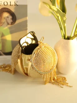 Rhinestone Tassel Clutch Handbag