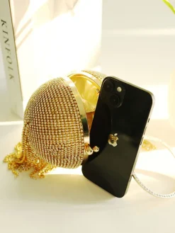 Rhinestone Tassel Clutch Handbag