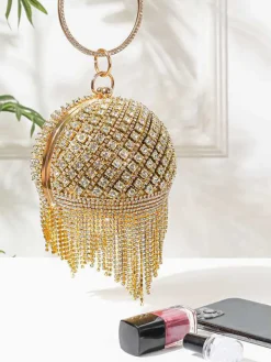 Rhinestone Tassels Ball Handbags
