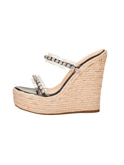 Rhinestone Transparent Strap Wedge Sandals