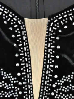 Rhinestone Velvet Mesh Maxi Dress