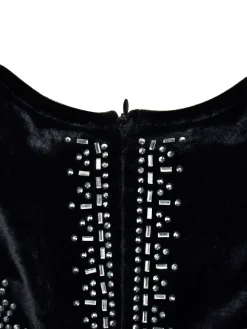 Rhinestone Velvet Mesh Maxi Dress