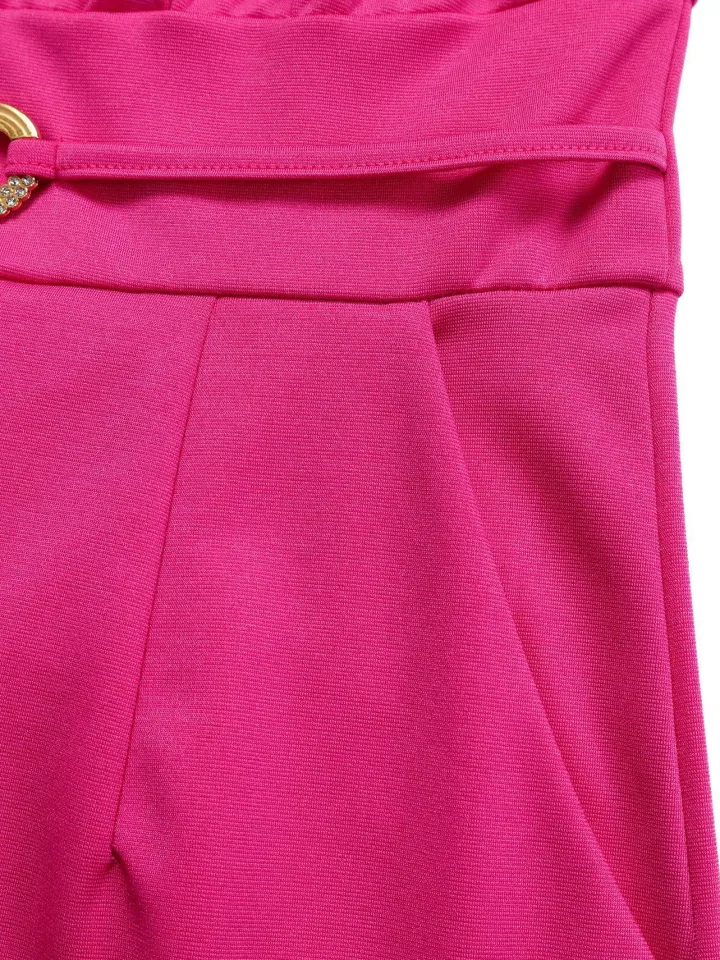 Round Neck Solid Color Wide-Leg Jumpsuit