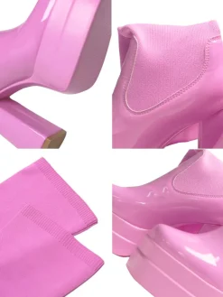 Round Toe High Heel Stretch Knit Boots