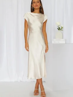 Satin Sleeveless Blackless Midi Dress