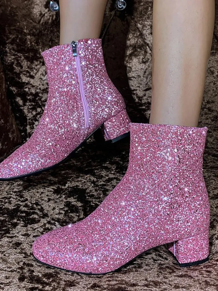 Sequin Glitter Ankle Boots