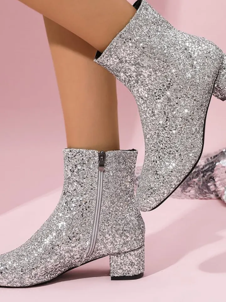 Sequin Glitter Ankle Boots
