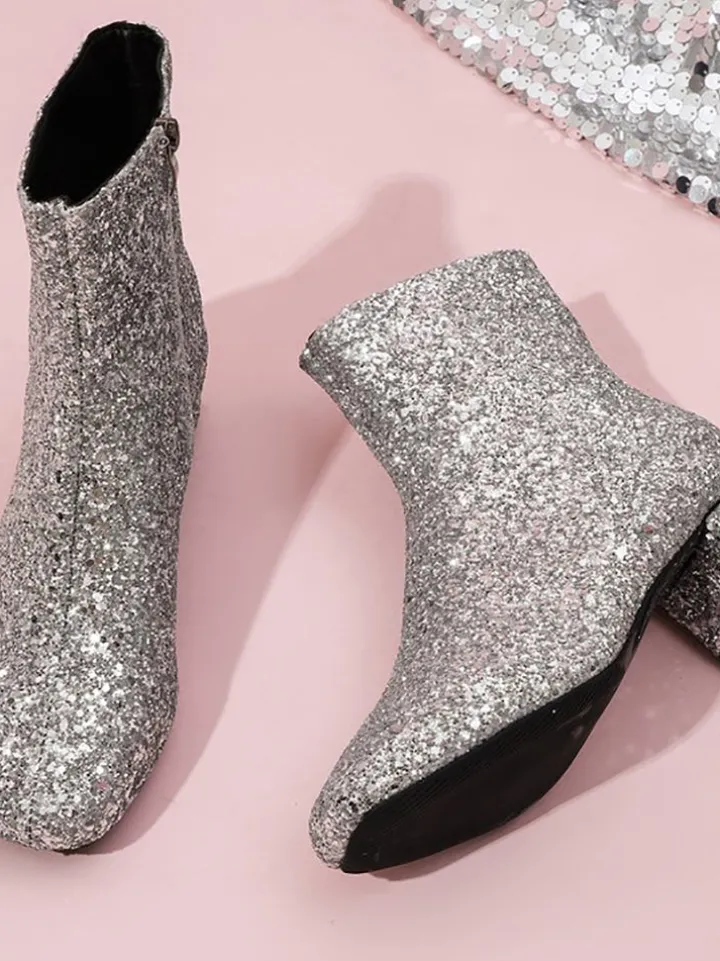 Sequin Glitter Ankle Boots