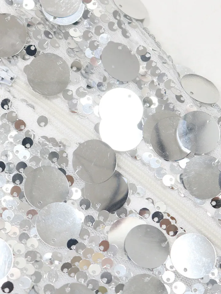 Sequin Halter Backless Feather Trim Dress