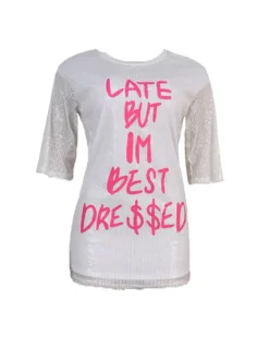 Sequin Letter Print Mini Dress