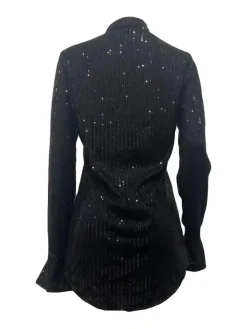 Sequin Loose Flare Sleeve Shirt Mini Dress