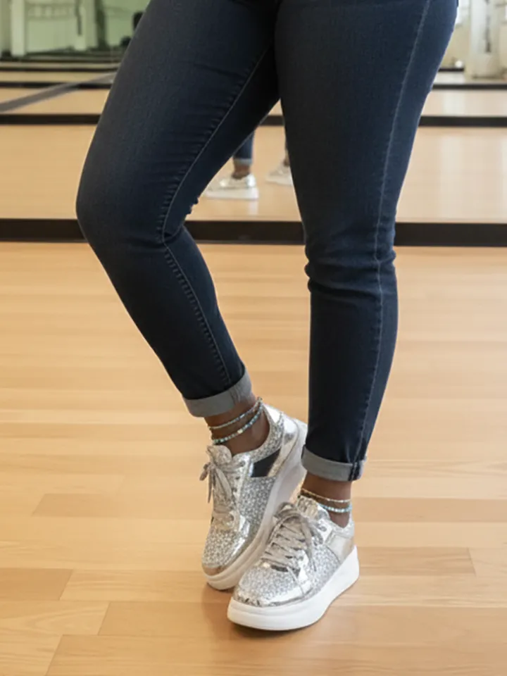 Sequin Platform Sneakers