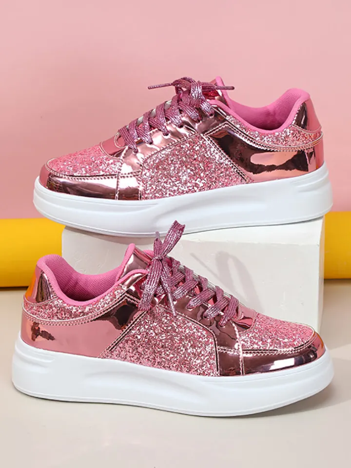 Sequin Platform Sneakers