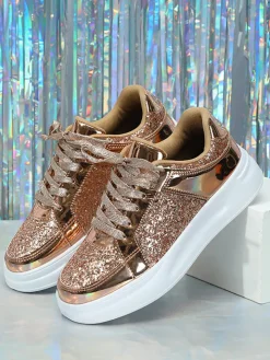 Sequin Platform Sneakers