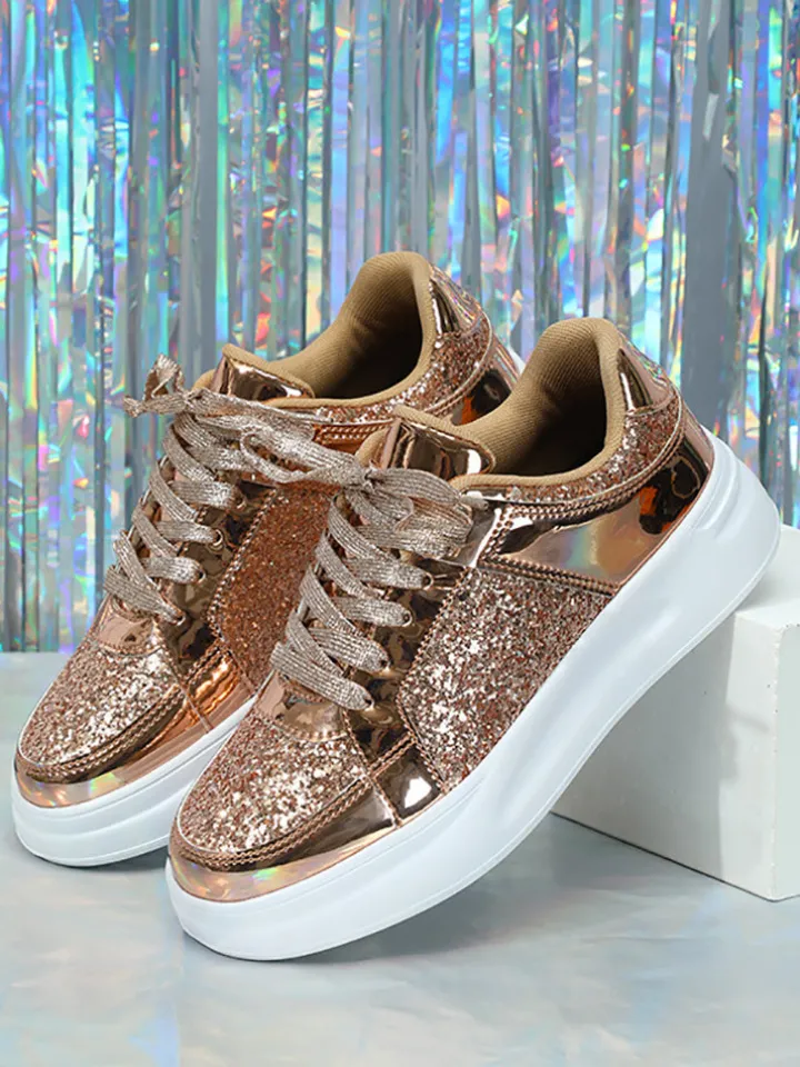 Sequin Platform Sneakers