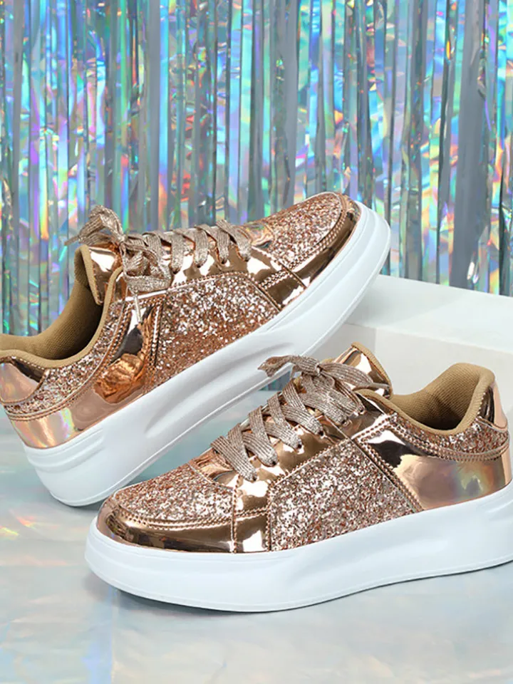 Sequin Platform Sneakers