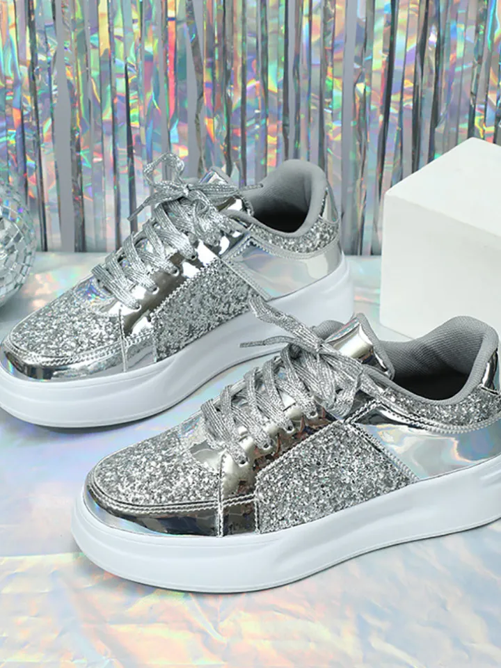 Sequin Platform Sneakers