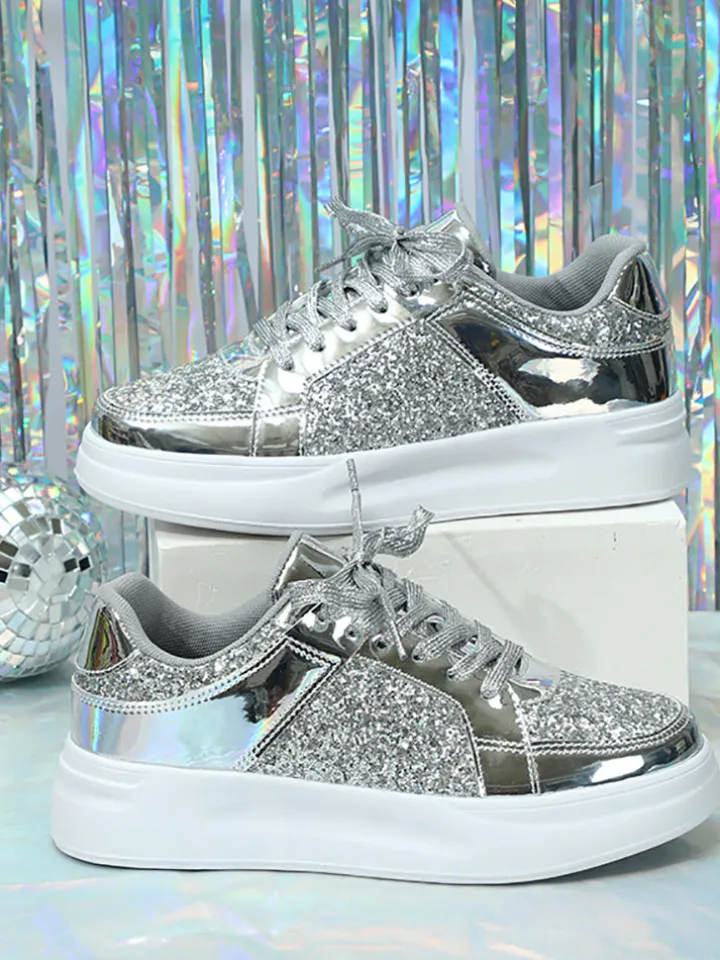 Sequin Platform Sneakers