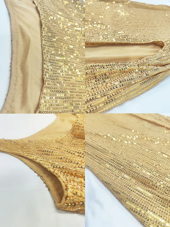 Sequin Sleevelesss Split Bodycon Maxi Dress