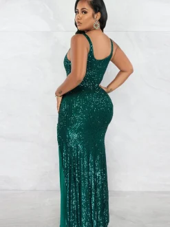 Sequin Sleevelesss Split Bodycon Maxi Dress