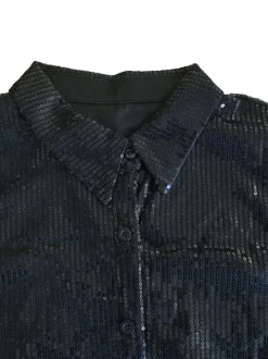 Sequins Long Sleeve Shirts Mini Dress