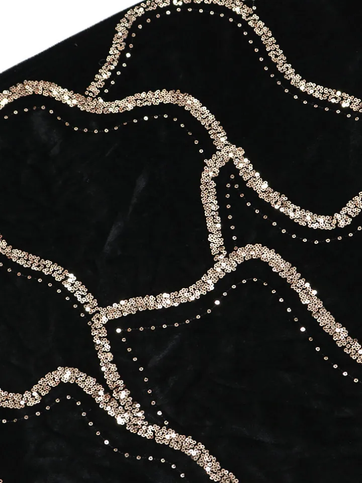 Sequins Strapless Velvet Maxi Dress