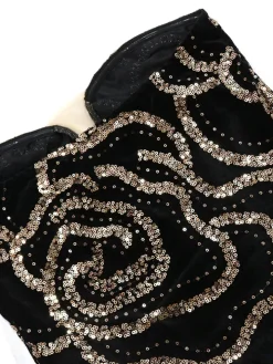 Sequins Strapless Velvet Maxi Dress