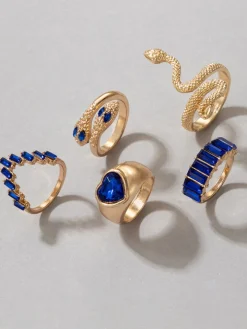 Serpent Imitation Emeralds and Diamonds Ring Set