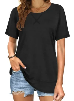 Short Sleeve Crewneck Side Split Top