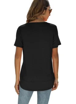 Short Sleeve Crewneck Side Split Top