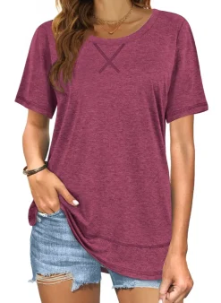 Short Sleeve Crewneck Side Split Top