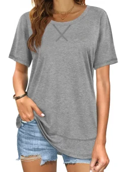 Short Sleeve Crewneck Side Split Top