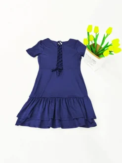 Short Sleeve Criss Cross Ruffle Mini Dress