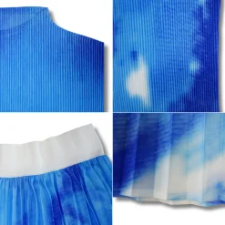 Short Sleeve Floral Print Pleated Skrit Suit