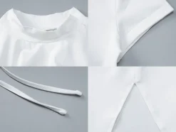 Short Sleeve Mock Neck Backless Mini Dress