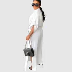 Side Pleated Cargo Cinched Waist Dress