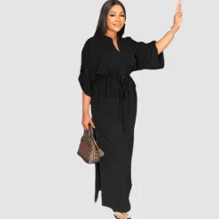 Side Pleated Cargo Cinched Waist Dress