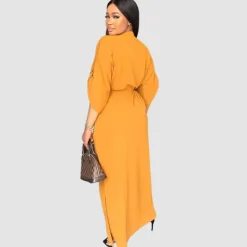 Side Pleated Cargo Cinched Waist Dress