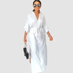 Side Pleated Cargo Cinched Waist Dress