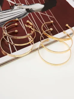 Six Piece Minimalist Open Upper Bracelets