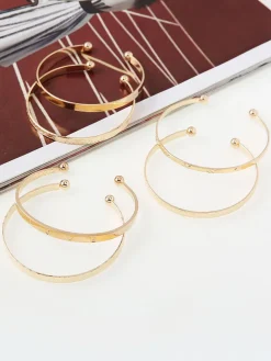 Six Piece Minimalist Open Upper Bracelets