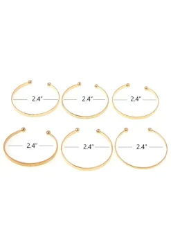 Six Piece Minimalist Open Upper Bracelets