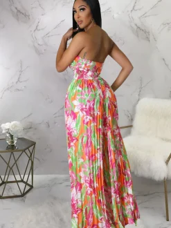 Sleeveless Backless Floral Wide Leg Jumpsuit