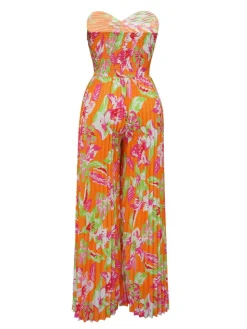 Sleeveless Backless Floral Wide Leg Jumpsuit
