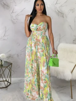 Sleeveless Backless Floral Wide Leg Jumpsuit
