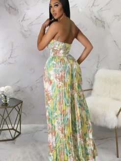 Sleeveless Backless Floral Wide Leg Jumpsuit